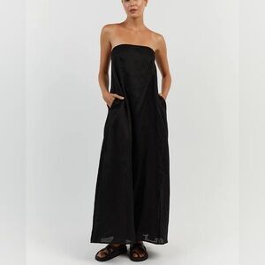 Dissh Karney Black Linen Strapless Dress US 12